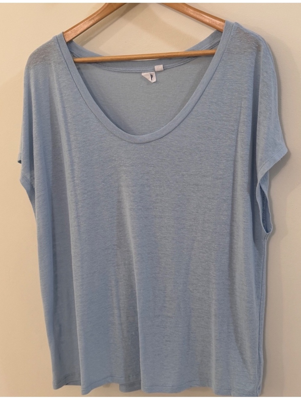 GAP Women's Light Blue Linen Blend Oversized T-Shirt XL